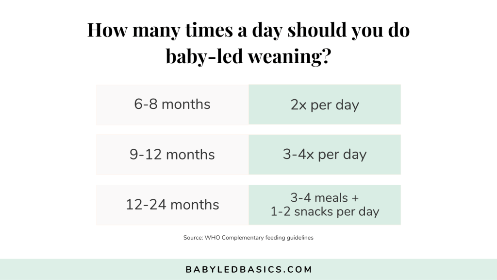 Table showing how many times a day you should do baby-led weaning